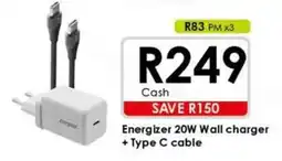 Chatz Connect Energizer 20W Wall charger + Type C cable offer