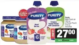 Spar Savemor Purity Baby Food Jar or Puree Pouch Assorted offer