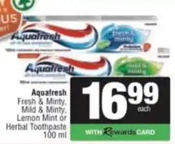 Spar Savemor Aquafresh Fresh & Minty Toothpaste offer
