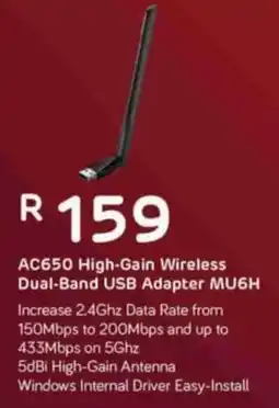 Computer Mania AC650 High-Gain Wireless Dual-Band USB Adapter MU6H offer