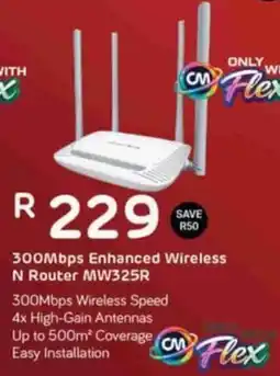 Computer Mania CM Flex 300Mbps Enhanced Wireless N Router MW325R offer