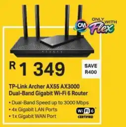 Computer Mania TP-Link Archer AX55 AX3000 Dual-Band Gigabit Wi-Fi 6 Router offer