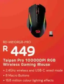 Computer Mania Taipan Pro 10000DPI RGB Wireless Gaming Mouse offer