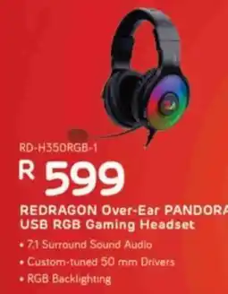 Computer Mania REDRAGON Over-Ear PANDORA USB RGB Gaming Headset offer