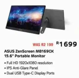 Computer Mania ASUS ZenScreen MB169CK 15.6" Portable Monitor offer