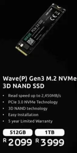 Computer Mania Wave(P) Gen3 M.2 NVMe 3D NAND SSD offer