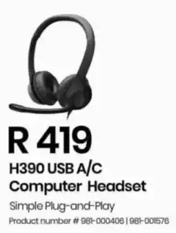 Computer Mania H390 USB A/C Computer Headset offer