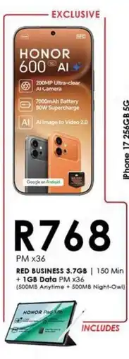 Chatz Connect HONOR 600 5G AI offer