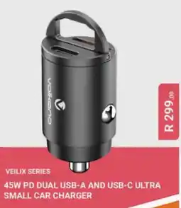 Computer Mania VEILIX SERIES 45W PD DUAL USB-A AND USB-C ULTRA SMALL CAR CHARGER offer