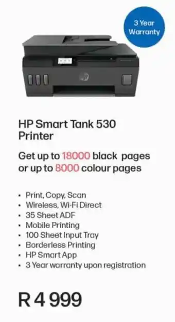 Computer Mania HP Smart Tank 530 Printer offer