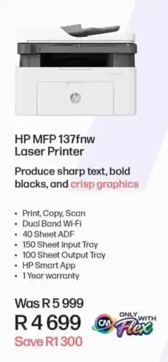 Computer Mania HP MFP 137fnw Laser Printer offer