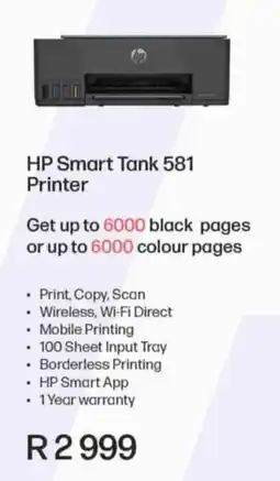 Computer Mania HP Smart Tank 581 Printer offer