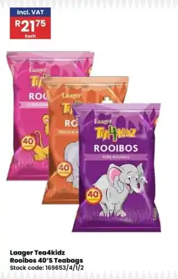 Africa Cash and Carry Laager Tea4kidz Rooibos 40'S Teabags offer