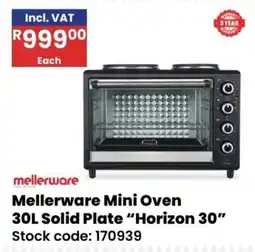 Africa Cash and Carry Mellerware Mini Oven 30L Solid Plate "Horizon 30" offer