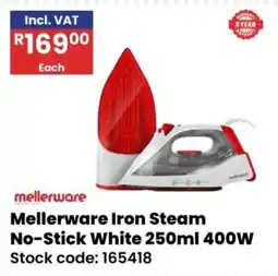Africa Cash and Carry Mellerware Iron Steam No-Stick White offer