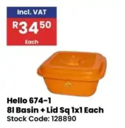 Africa Cash and Carry Hello 674-1 8l Basin + Lid Sq offer