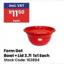 Africa Cash and Carry Form Dot Bowl + Lid 3.7l offer