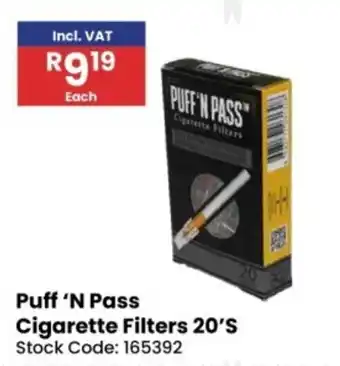 Africa Cash and Carry Puff 'N Pass Cigarette Filters 20'S offer