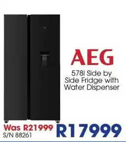 Hirsch's AEG 578l Side by Side Fridge with Water Dispenser offer