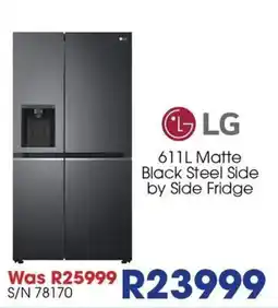 Hirsch's LG 611L Matte Black Steel Side by Side Fridge offer