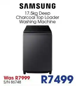 Hirsch's SAMSUNG 17.5kg Deep Charcoal Top Loader Washing Machine offer