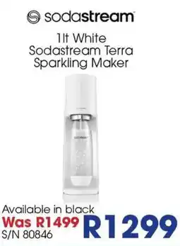 Hirsch's Sodastream 1lt White Sodastream Terra Sparkling Maker offer