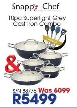 Hirsch's Snappy Chef 10pc Superlight Grey Cast Iron Combo offer