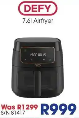 Hirsch's DEFY 7.6l Airfryer offer