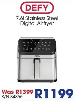 Hirsch's DEFY 7.6l Stainless Steel Digital Airfryer offer