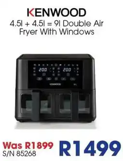 Hirsch's KENWOOD 4.5l + 4.5l = 9l Double Air Fryer With Windows offer