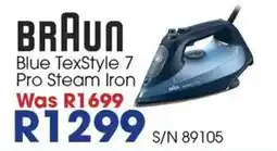 Hirsch's BRAUN Blue TexStyle 7 Pro Steam Iron offer