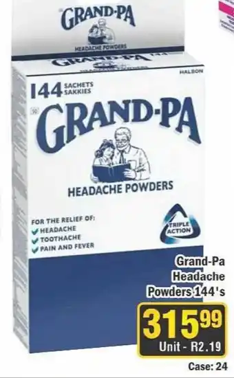 J&E Cash and Carry Grand-Pa Headache Powders offer