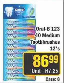 J&E Cash and Carry Oral-B 123 40 Medium Toothbrushes offer