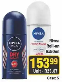J&E Cash and Carry Nivea Men Dry Impact / Nivea Fresh Musk Roll-on offer