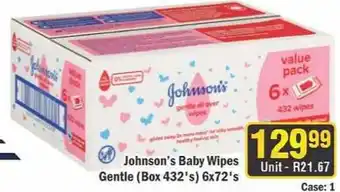 J&E Cash and Carry Johnson's Baby Wipes Gentle offer