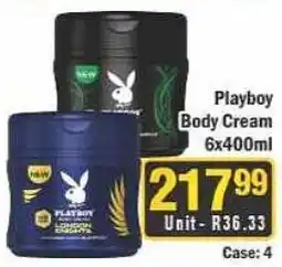 J&E Cash and Carry Playboy Body Cream offer