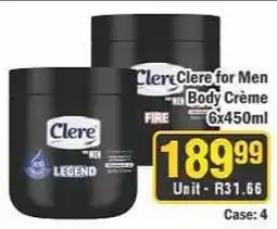 J&E Cash and Carry Cleré for Men Body Crème offer