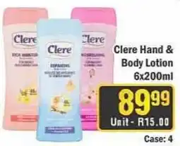 J&E Cash and Carry Cleré Hand & Body Lotion offer