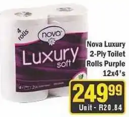 J&E Cash and Carry Nova Luxury 2-Ply Toilet Rolls Purple offer