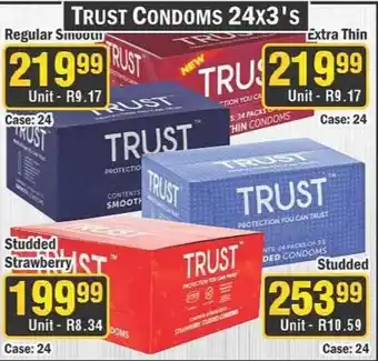J&E Cash and Carry TRUST CONDOMS 24x3's offer