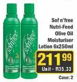 J&E Cash and Carry Sof n'free Nutri-Feed Olive Oil Moisturiser Lotion offer