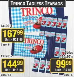 J&E Cash and Carry TRINCO TAGLESS TEABAGS offer