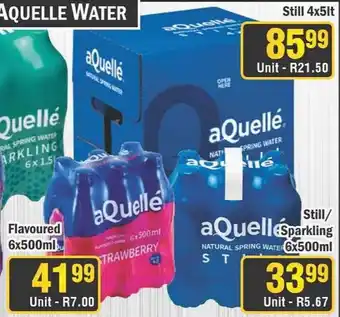 J&E Cash and Carry aQuellé Natural Spring Water offer