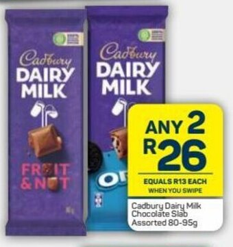 Pick n Pay Cadbury Dairy Milk Chocolate Slab Assorted 80-95g offer