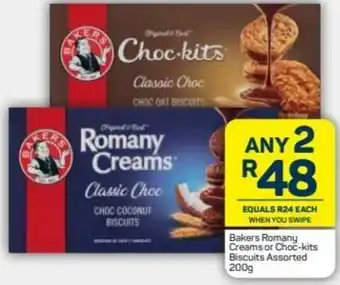 Pick n Pay Bakers Romany Creams or Choc-kits Biscuits Assorted 200g offer