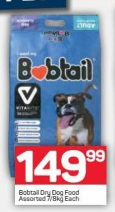 Pick n Pay Bobtail Dry Dog Food Assorted 7/8kg offer
