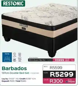 Sleepmasters Restonic Barbados 137cm Double Bed Set offer