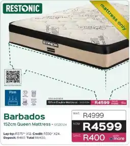 Sleepmasters RESTONIC Barbados 152cm Queen Mattress offer
