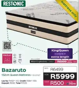 Sleepmasters Restonic Bazaruto 152cm Queen Mattress offer