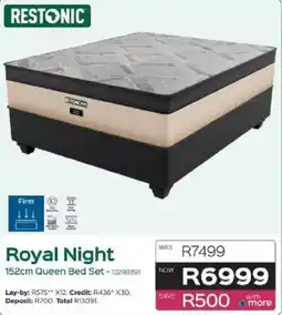 Sleepmasters RESTONIC Royal Night 152cm Queen Bed Set offer